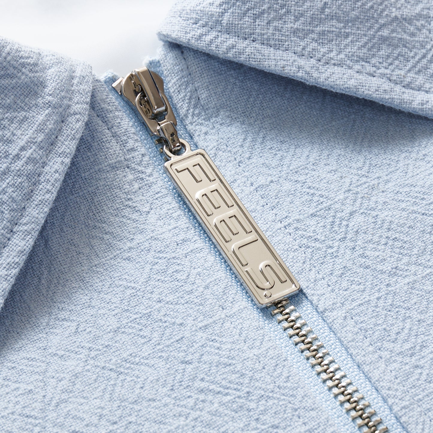 LINEN ZIP UP BLOUSON LIGHT BLUE