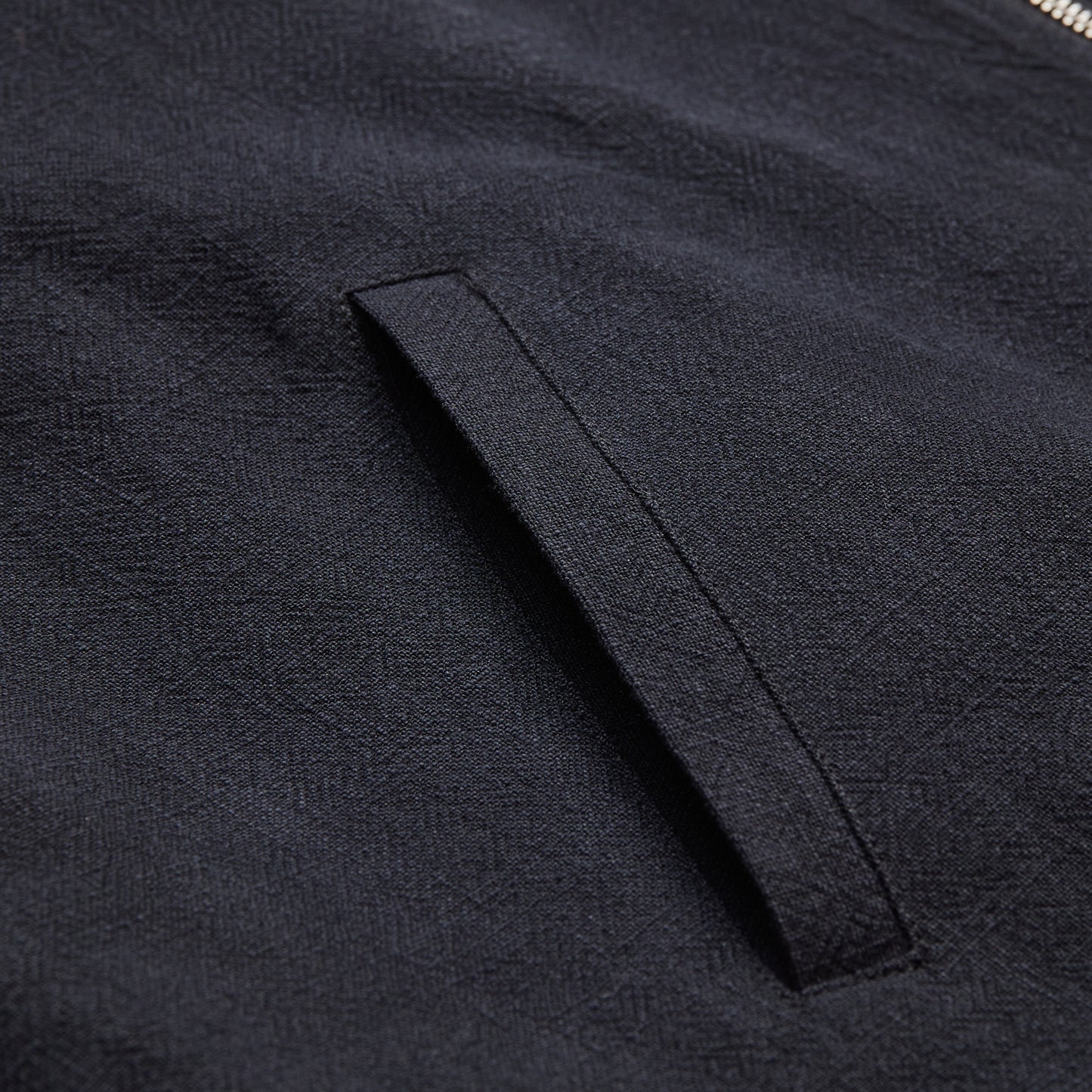 LINEN ZIP UP BLOUSON BLACK
