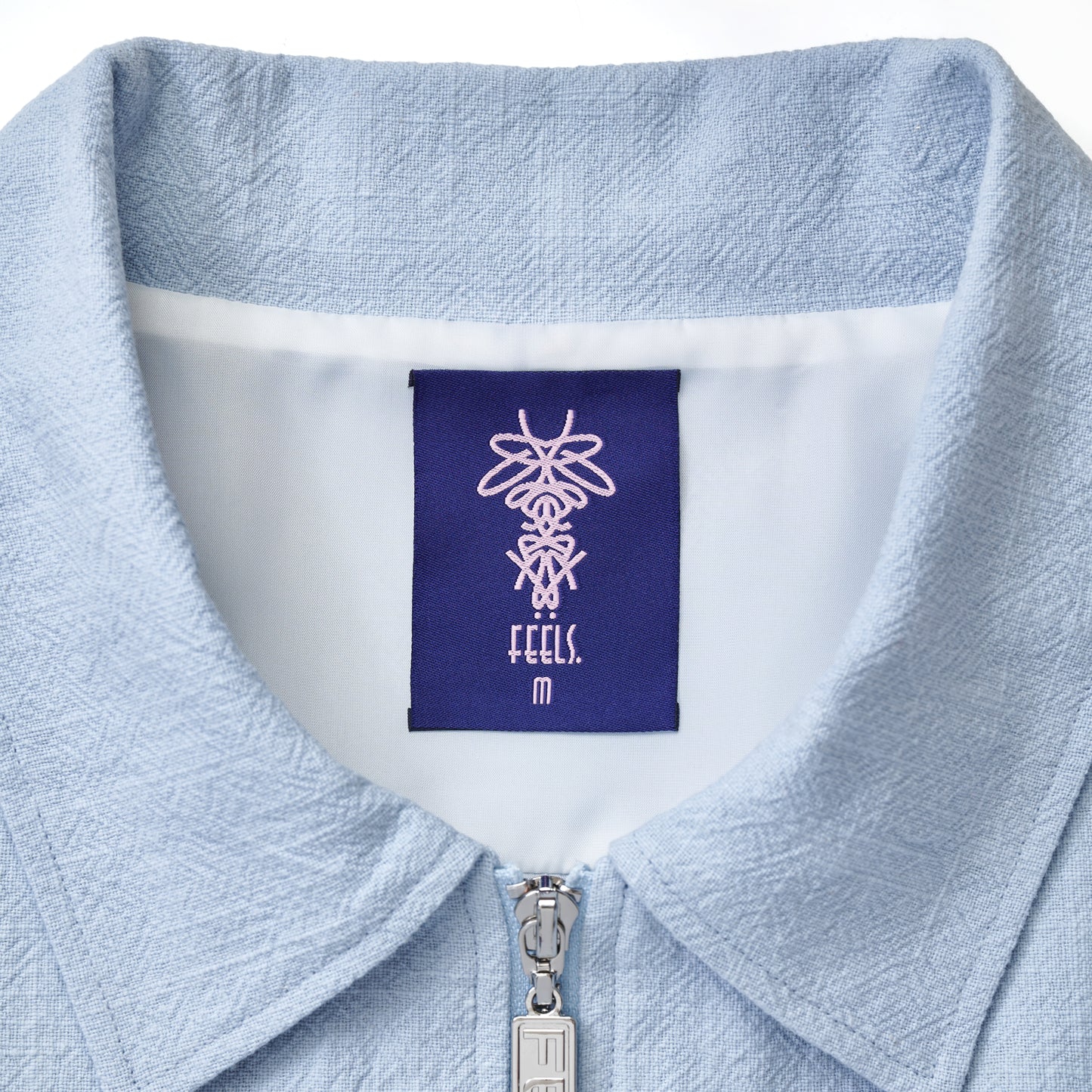 LINEN ZIP UP BLOUSON LIGHT BLUE