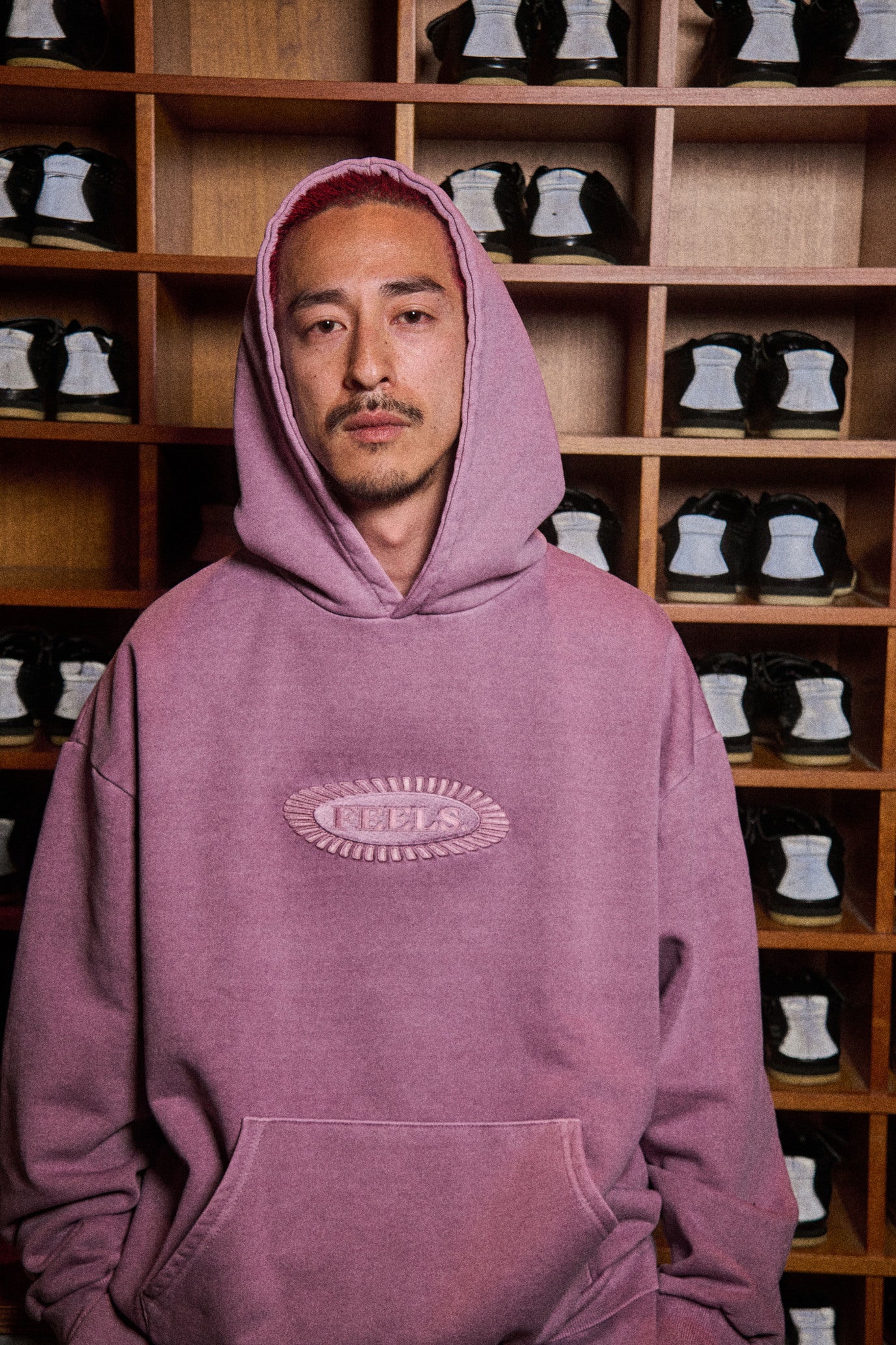 PIGMENT DYE HOODIE PINK BEIGE