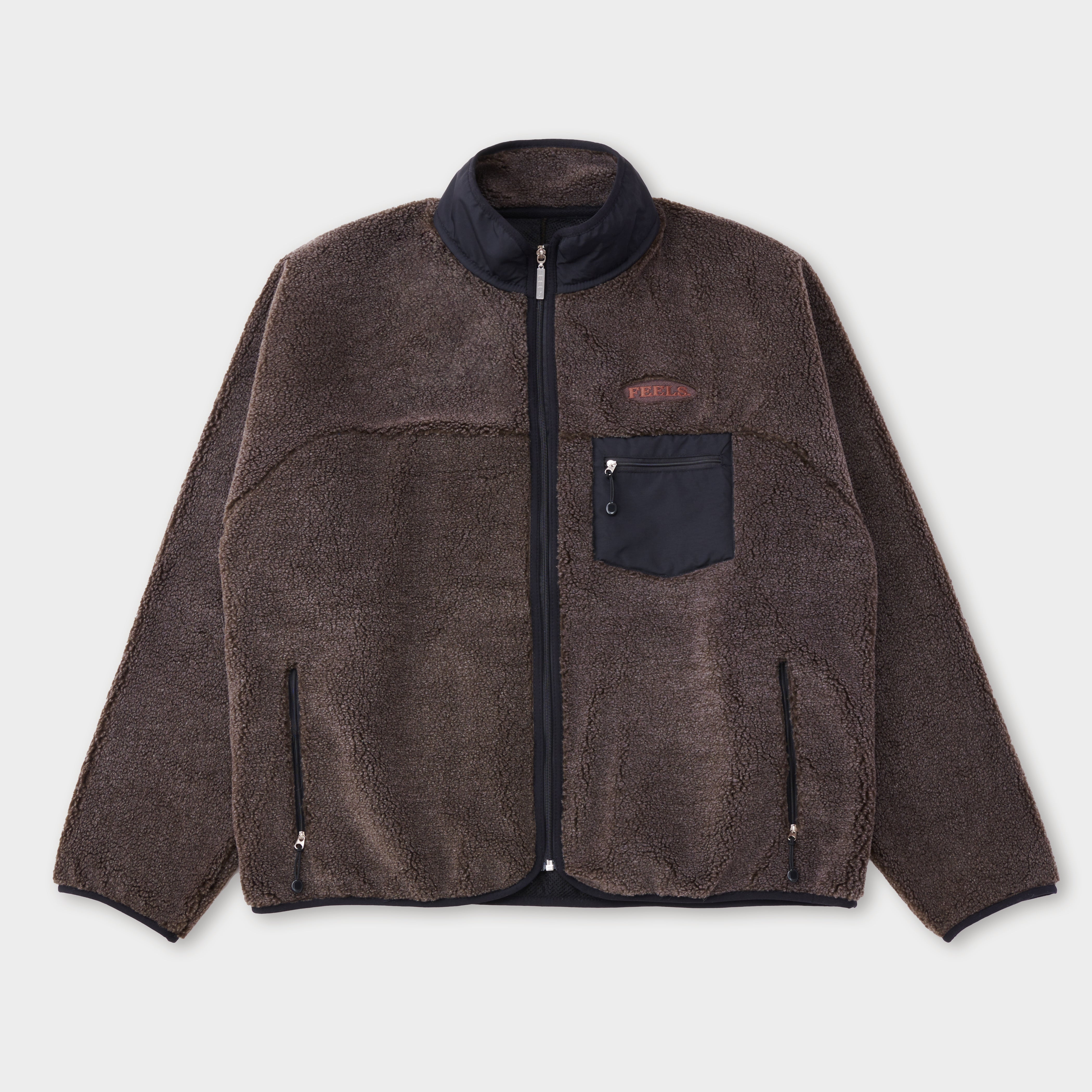 BOA FLEECE ZIP JACKET CHARCOAL BROWN – FEELS.