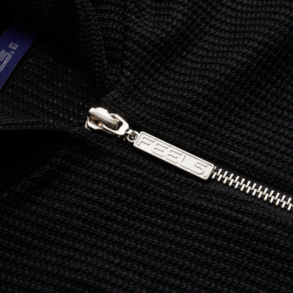 THERMAL ZIP UP HOODIE  BLACK