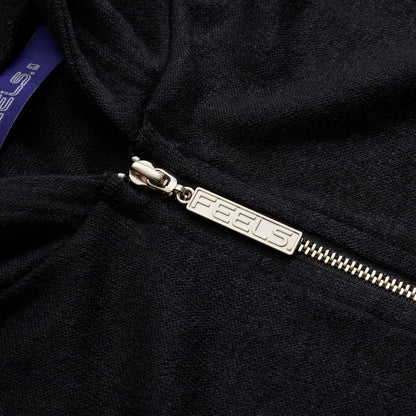 RAYON ZIP UP HOODIE BLACK