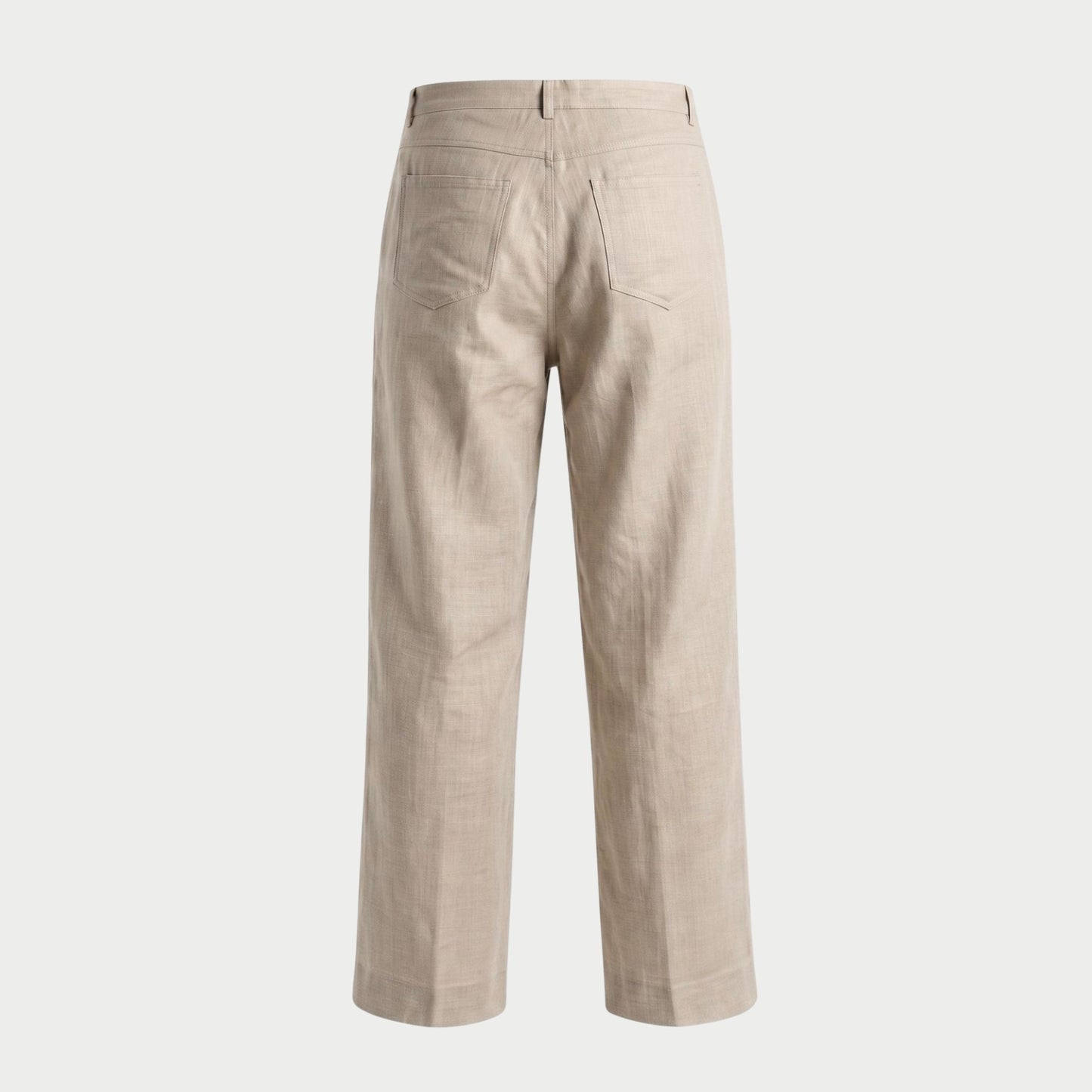 LINEN STRAIGHT SLACKS BEIGE