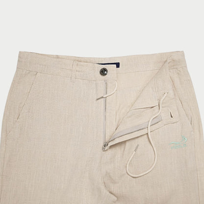 LINEN STRAIGHT SLACKS BEIGE