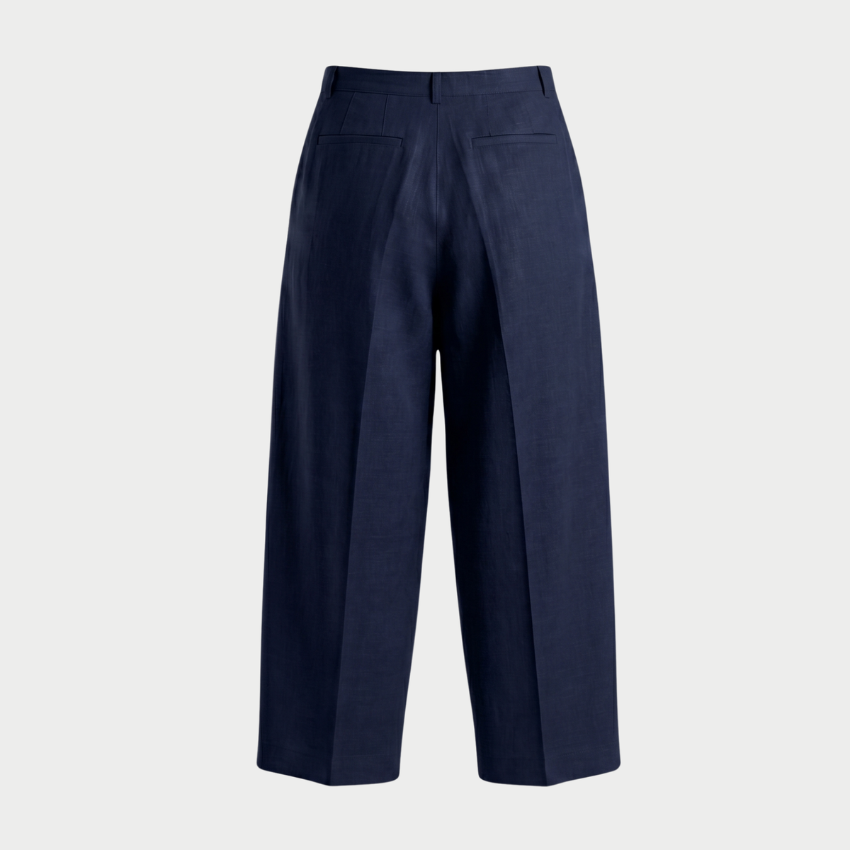 LINEN TWO-TUCKED SLACKS NAVY