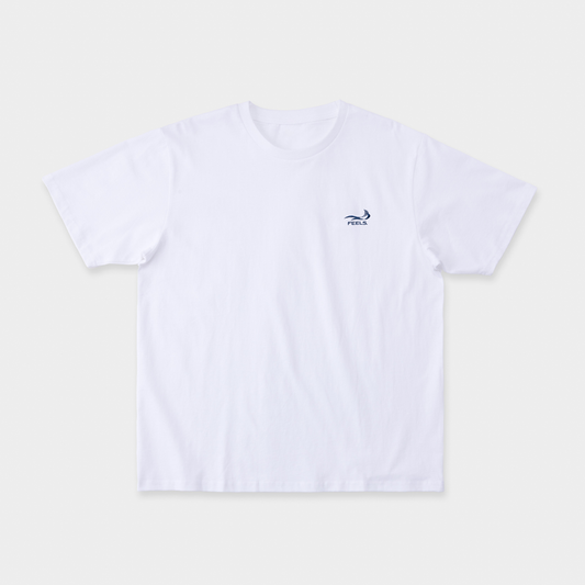 ONE POINT LOGO STITCH T-SHIRT WHITE-NAVY