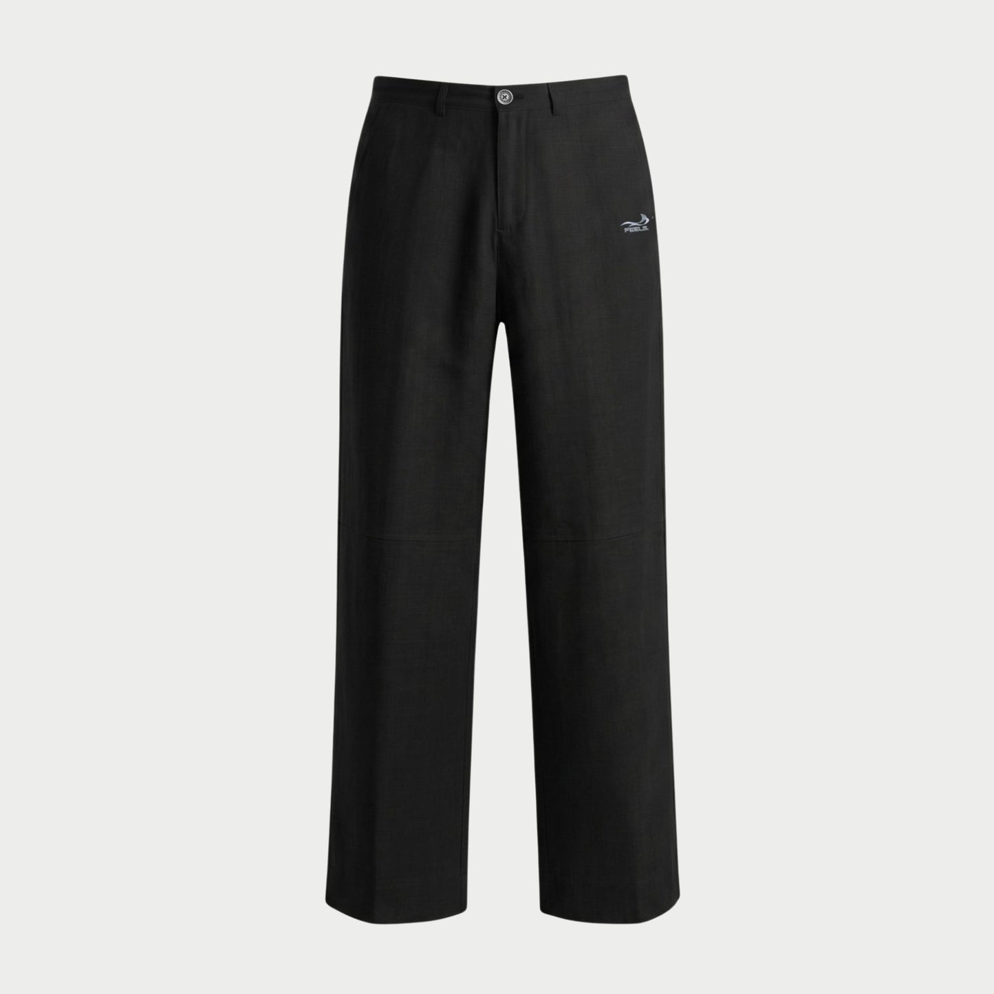 LINEN STRAIGHT SLACKS BLACK
