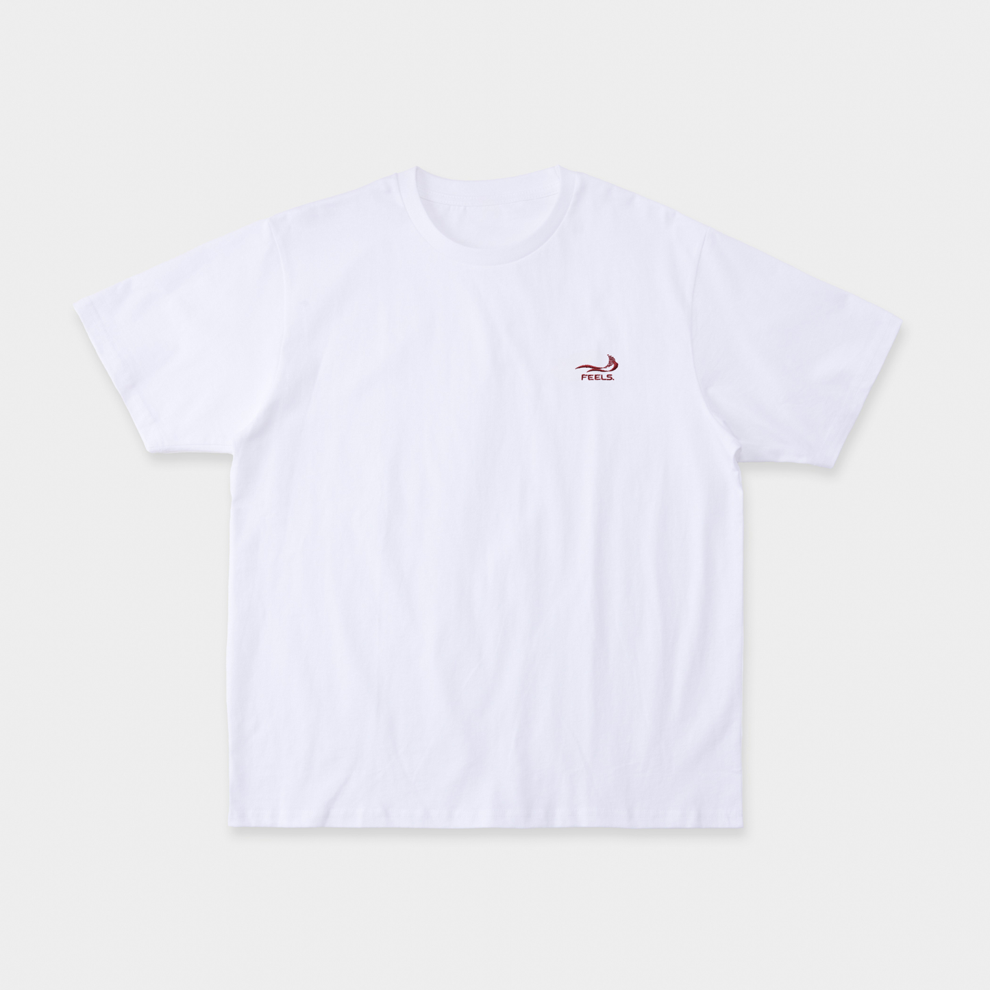 ONE POINT LOGO STITCH T-SHIRT WHITE-RED