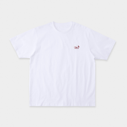 ONE POINT LOGO STITCH T-SHIRT WHITE-RED