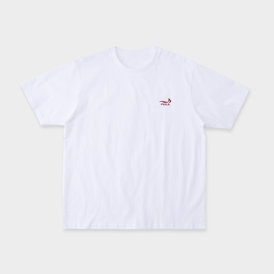 ONE POINT LOGO STITCH T-SHIRT WHITE-RED