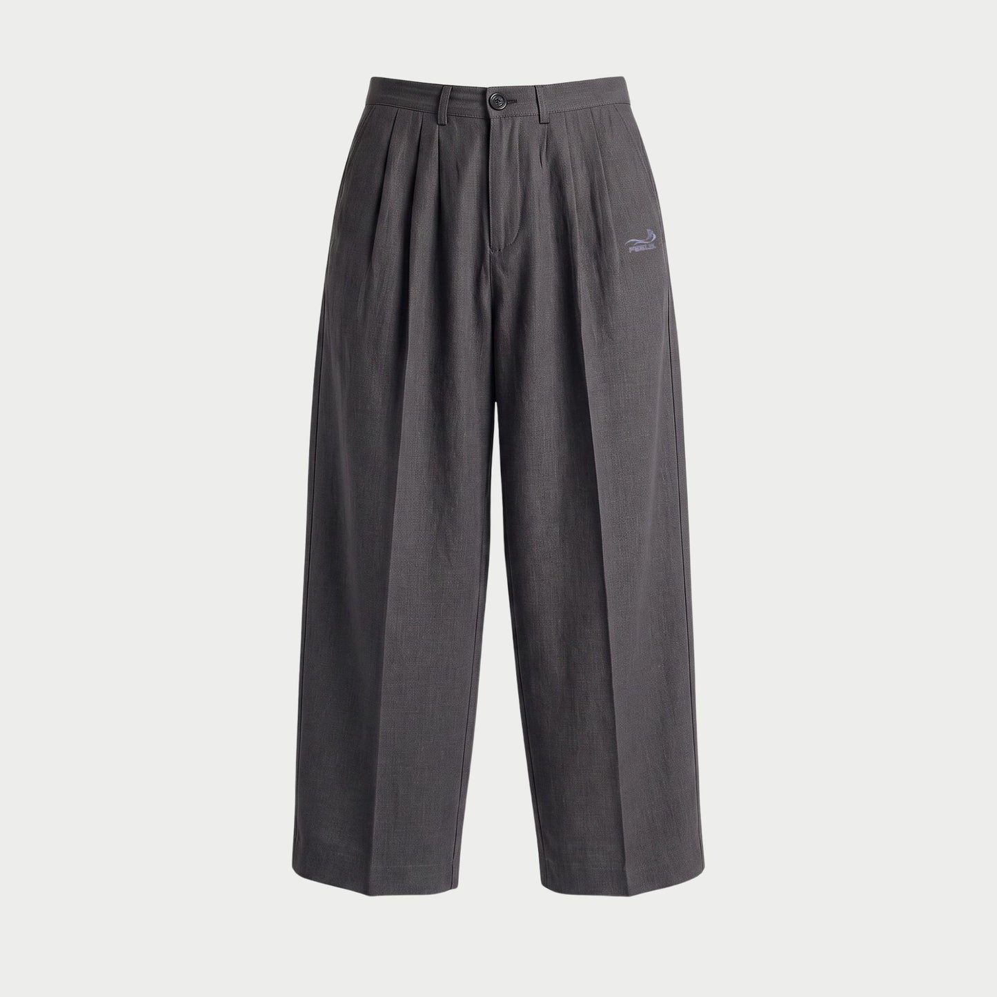 LINEN TWO-TUCKED SLACKS GRAY