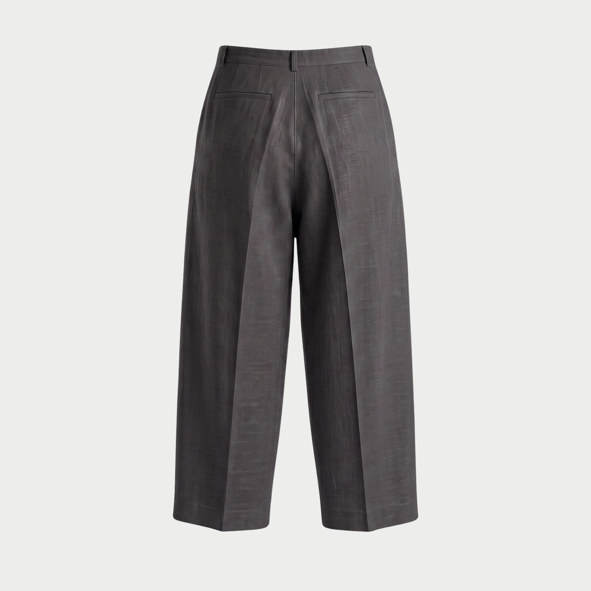 LINEN TWO-TUCKED SLACKS GRAY – FEELS.