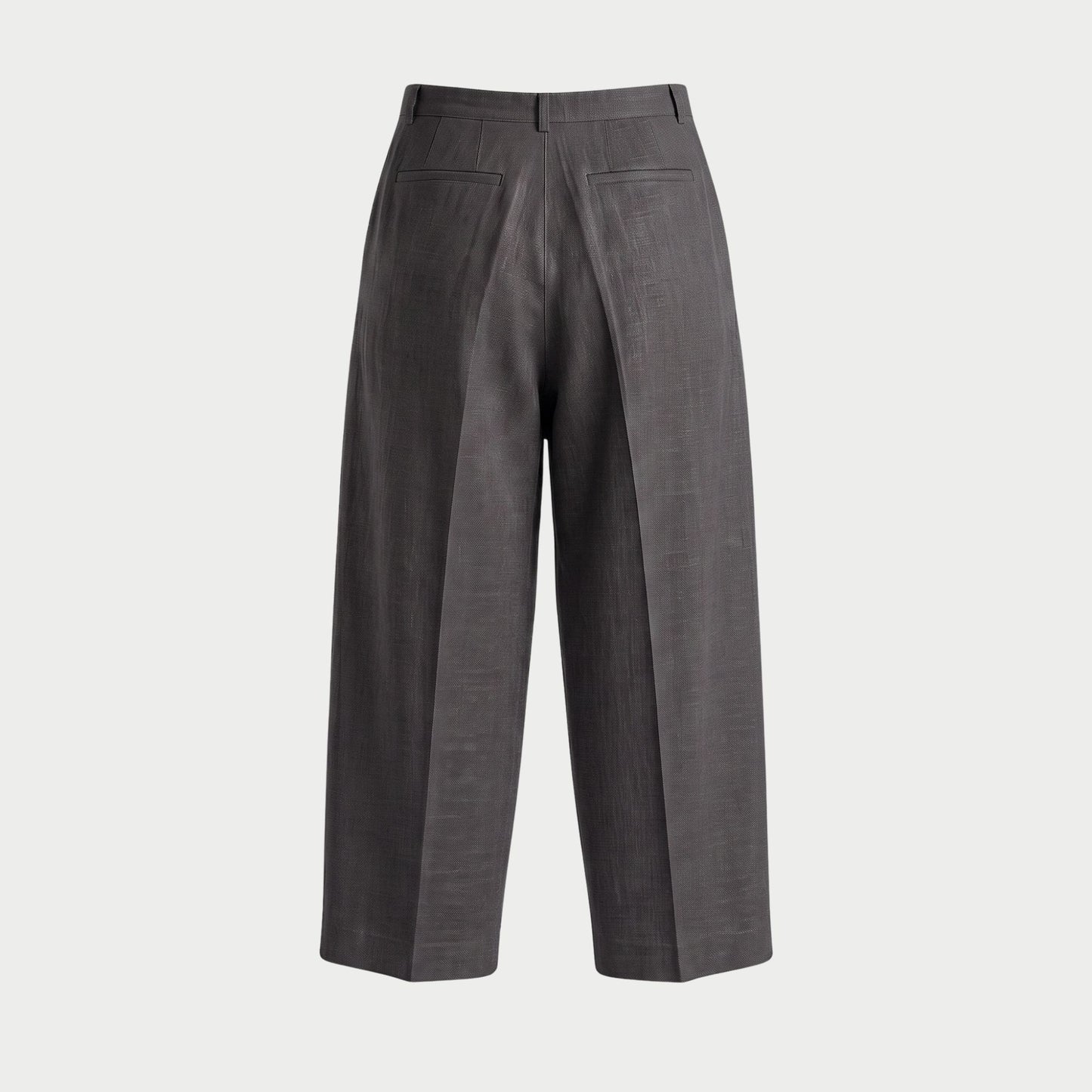 LINEN TWO-TUCKED SLACKS GRAY