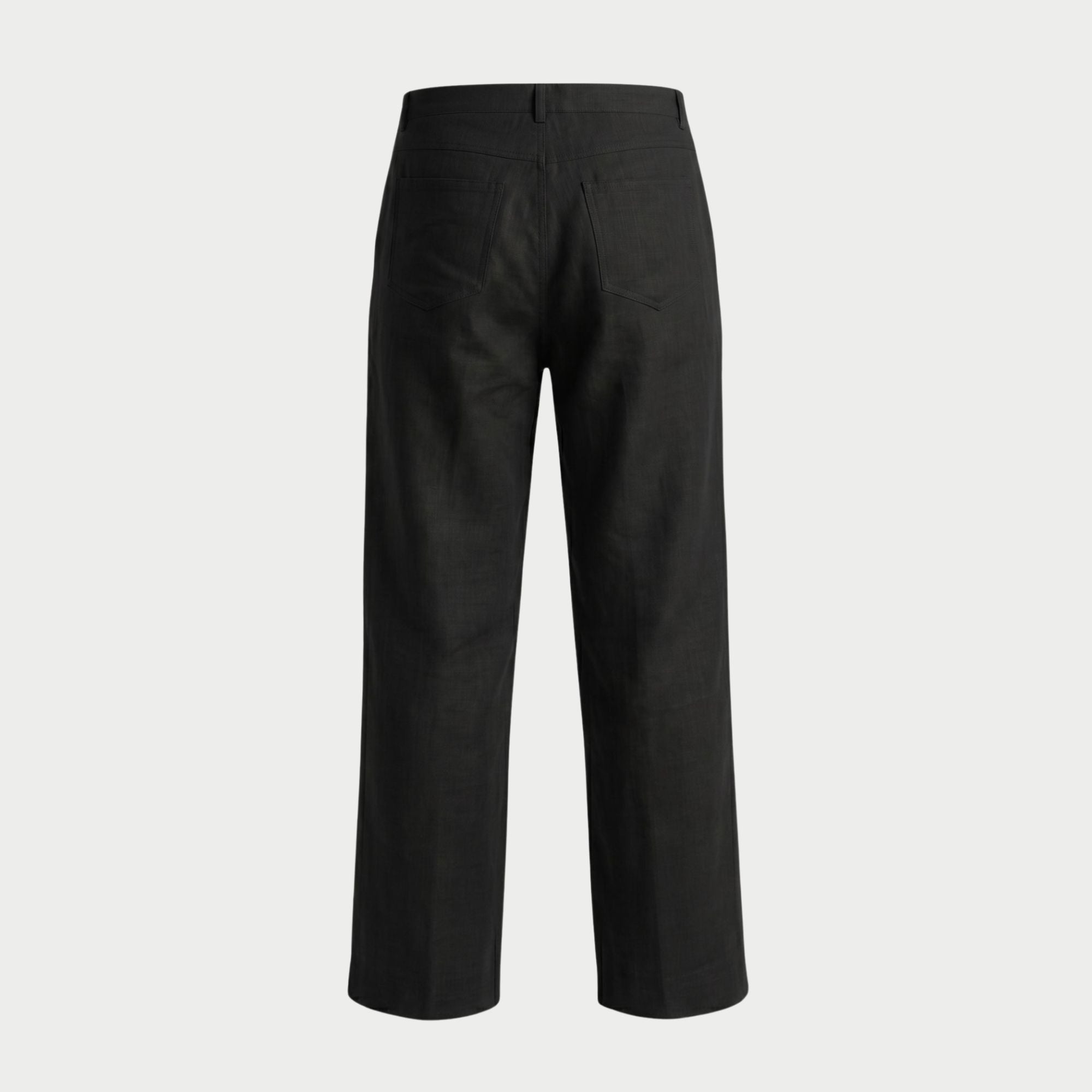 LINEN STRAIGHT SLACKS BLACK – FEELS.