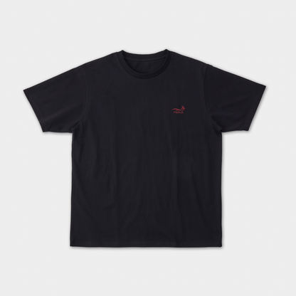 ONE POINT LOGO STITCH T-SHIRT BLACK-RED