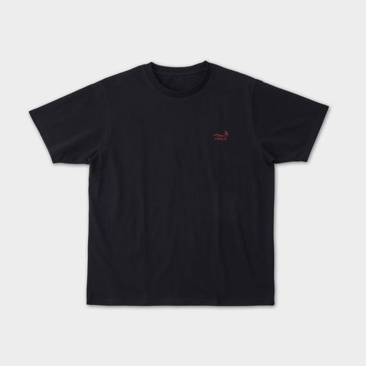 ONE POINT LOGO STITCH T-SHIRT BLACK-RED