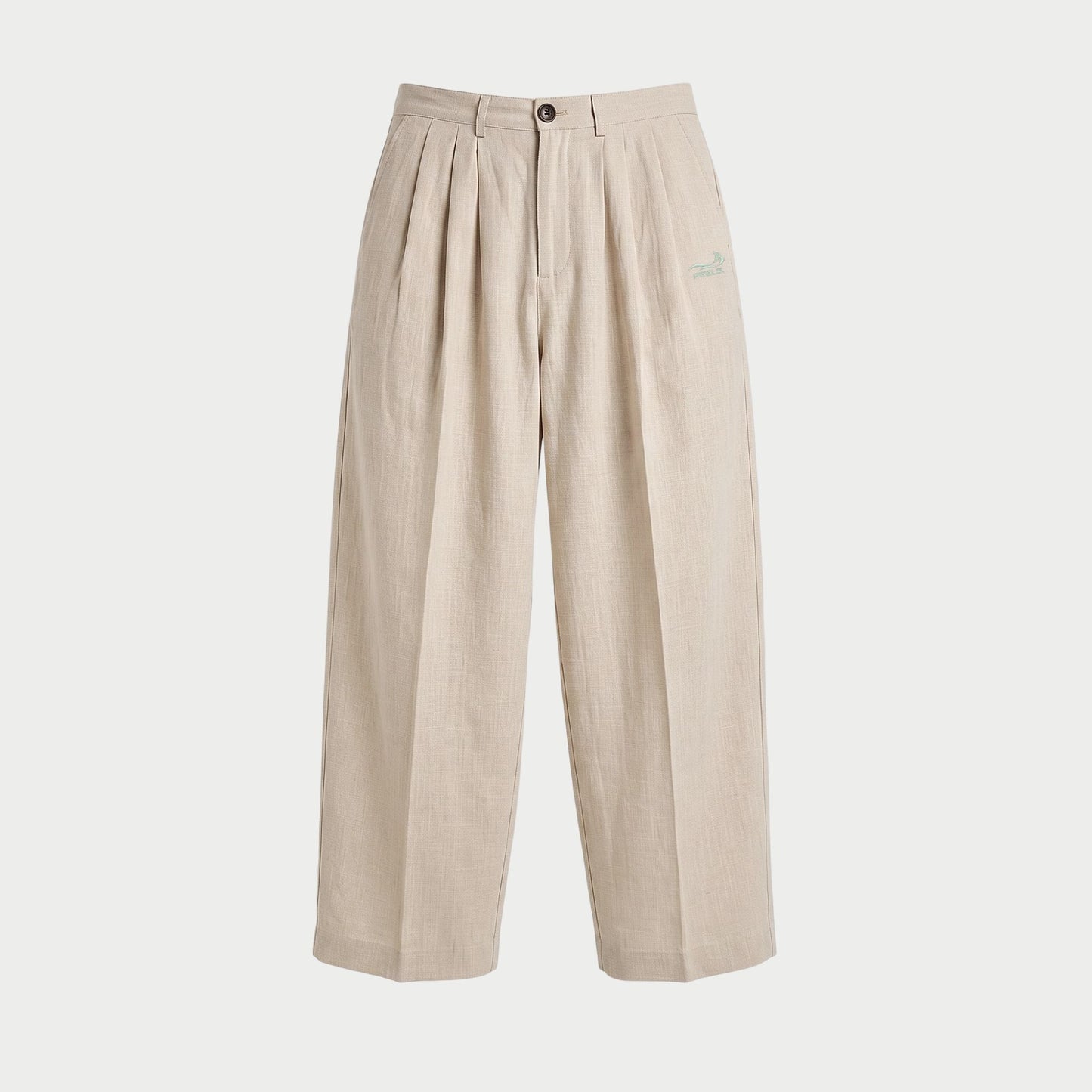 LINEN TWO-TUCKED SLACKS BEIGE