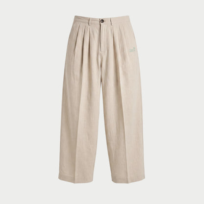 LINEN TWO-TUCKED SLACKS BEIGE