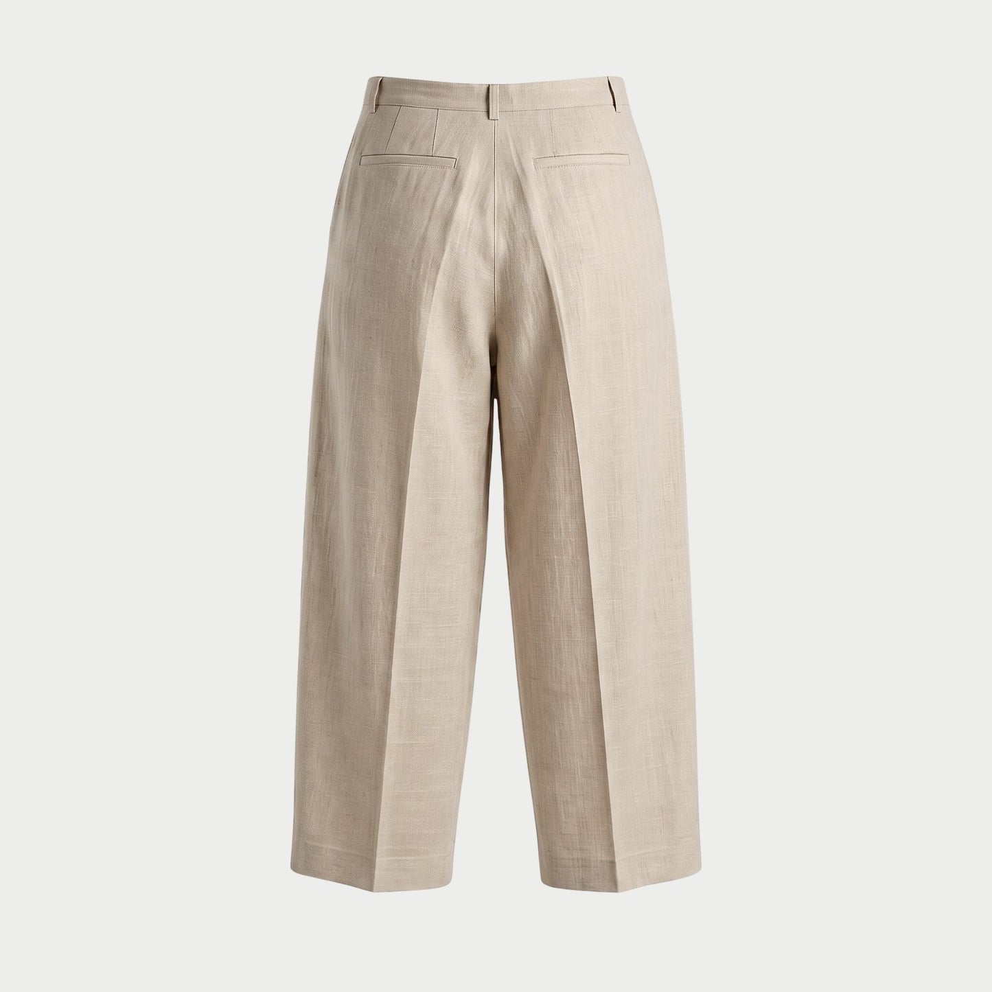 LINEN TWO-TUCKED SLACKS BEIGE