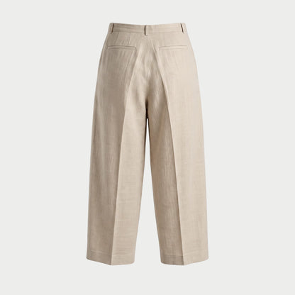 LINEN TWO-TUCKED SLACKS BEIGE