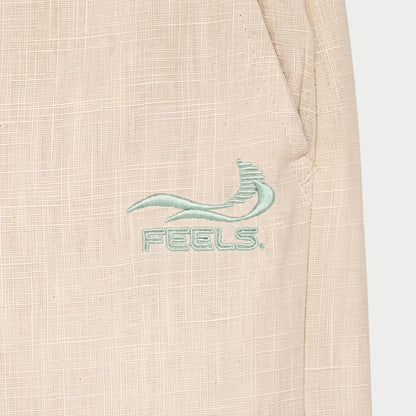 LINEN TWO-TUCKED SLACKS BEIGE
