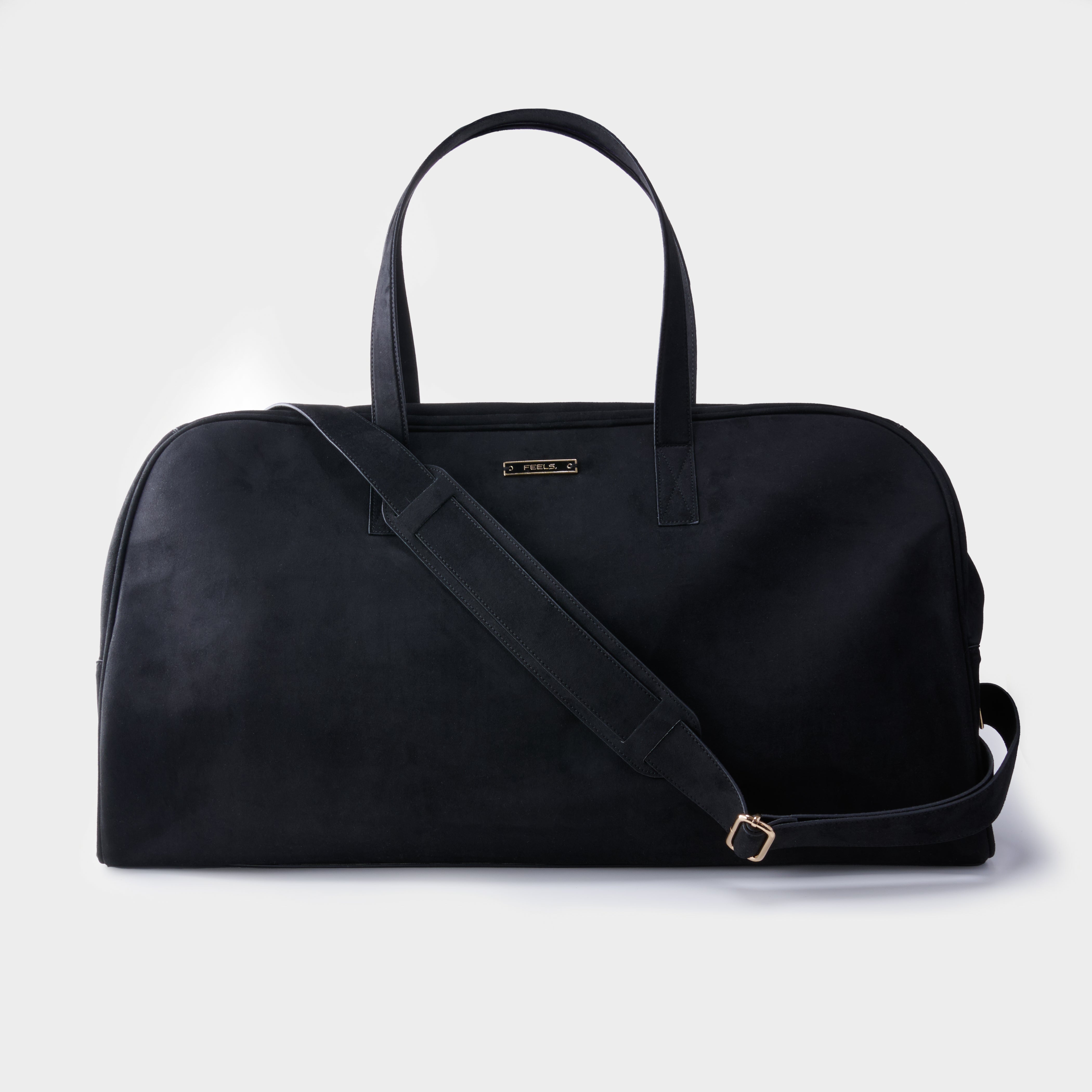 SUEDE TOUCH TRAVEL BAG BLACK – FEELS.