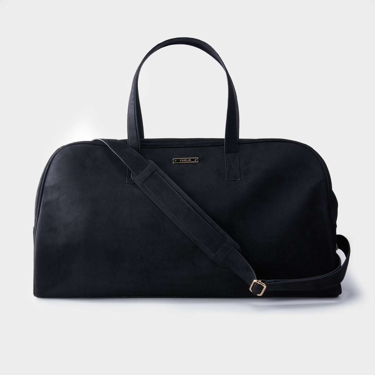 SUEDE TOUCH TRAVEL BAG BLACK