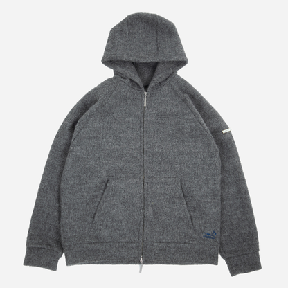 ALPACA ZIP UP HOODIE GRAY