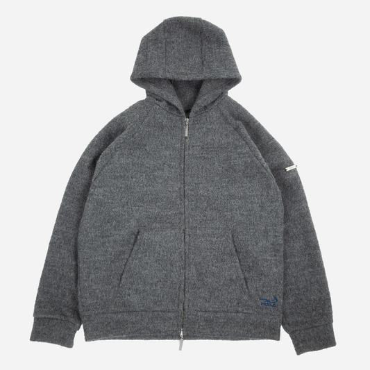 ALPACA ZIP UP HOODIE GRAY