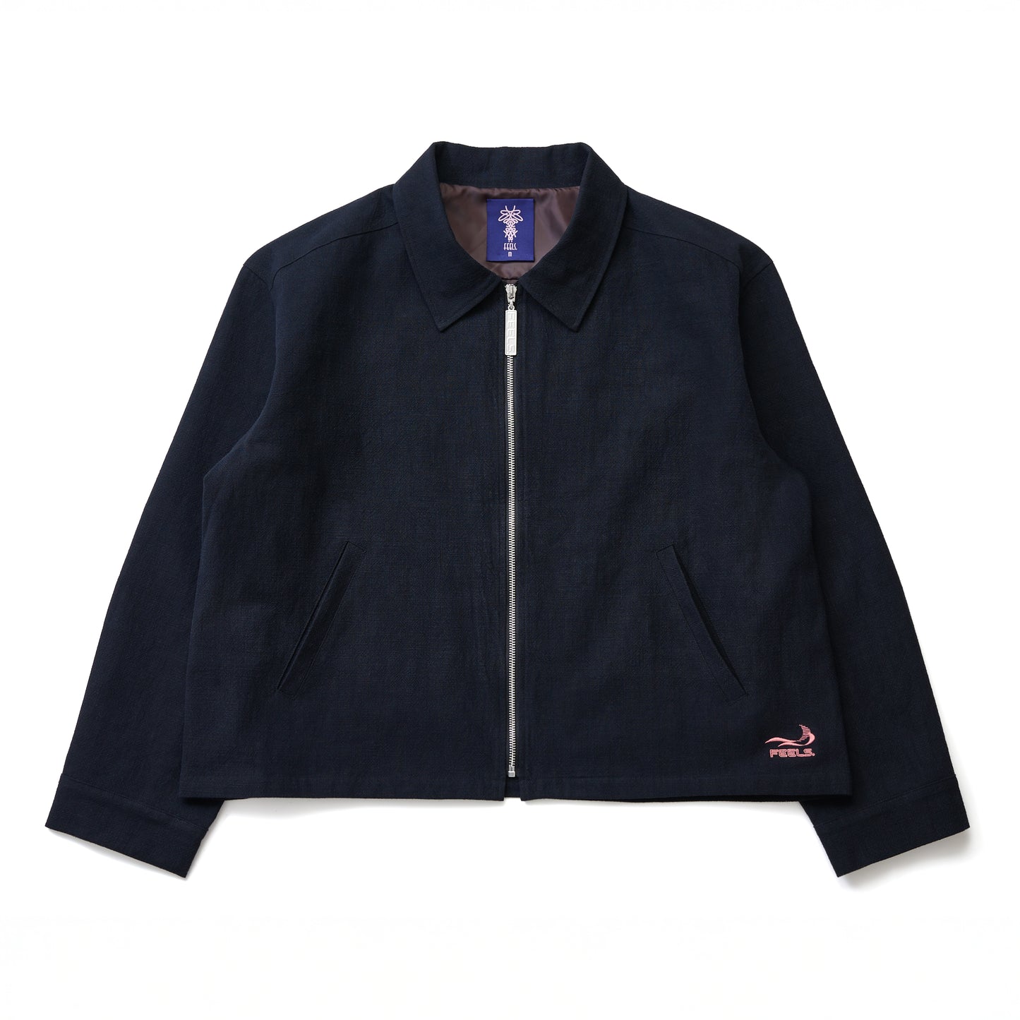 LINEN ZIP UP BLOUSON BLACK