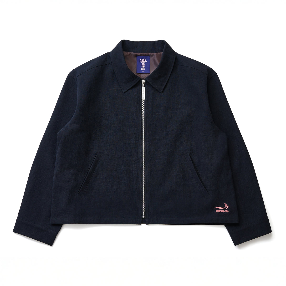 LINEN ZIP UP BLOUSON BLACK – FEELS