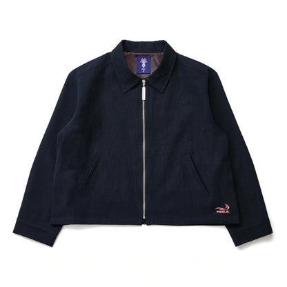 LINEN ZIP UP BLOUSON BLACK