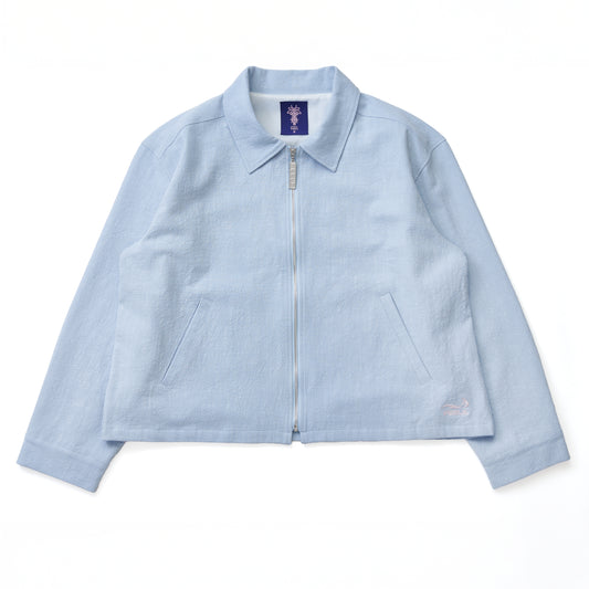 LINEN ZIP UP BLOUSON LIGHT BLUE