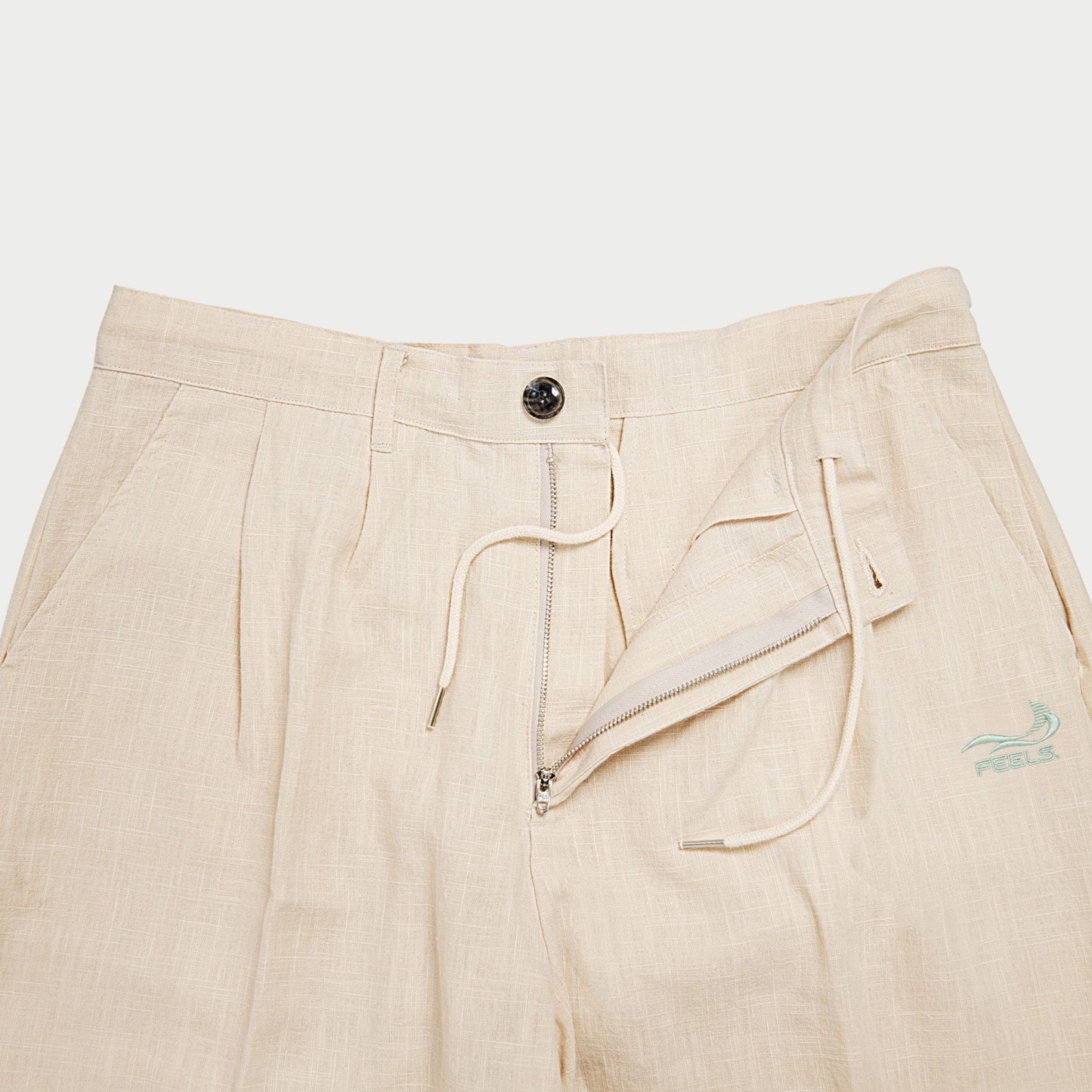 LINEN TWO-TUCKED SLACKS BEIGE