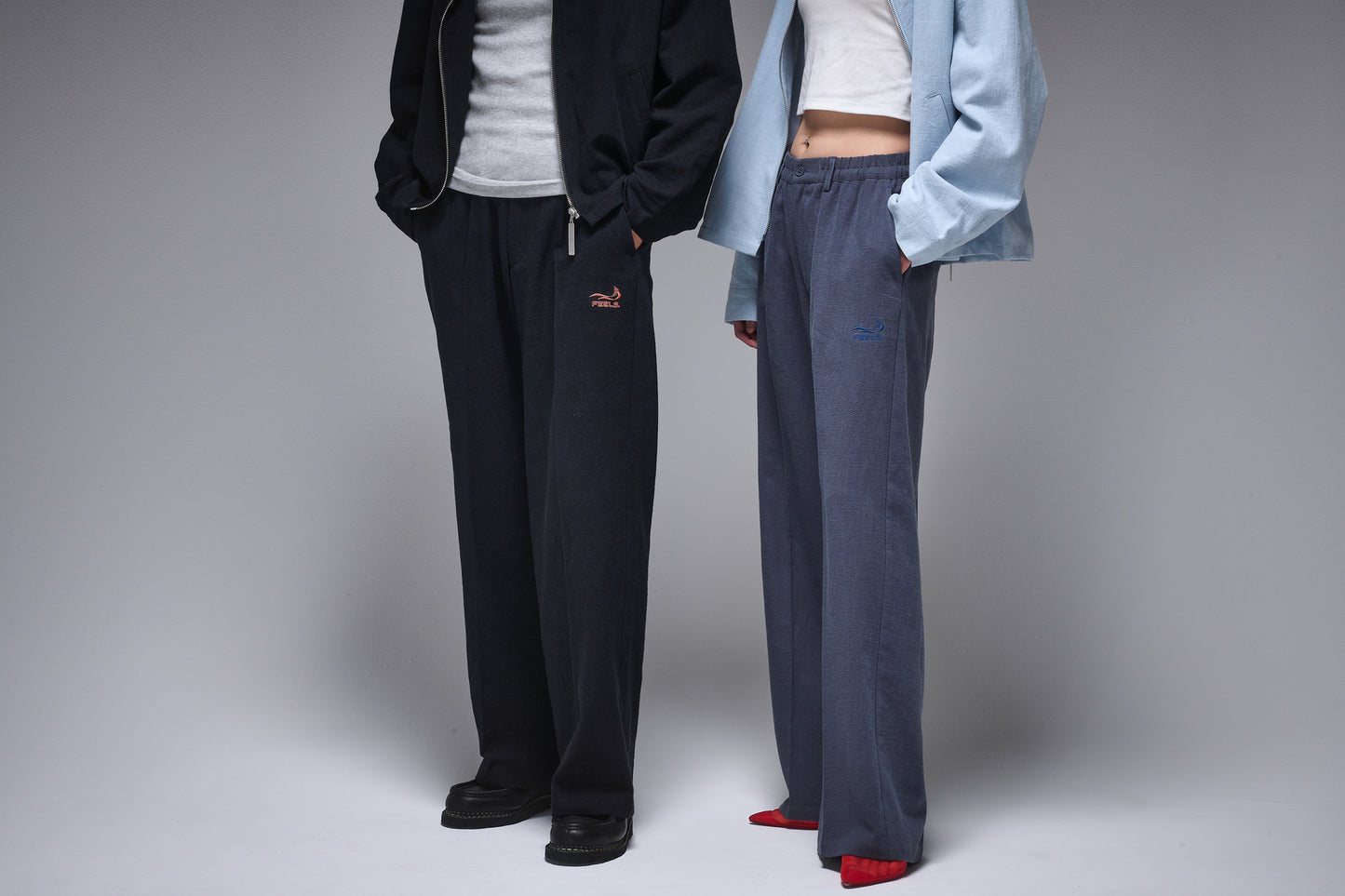 LINEN SLACKS GRAY