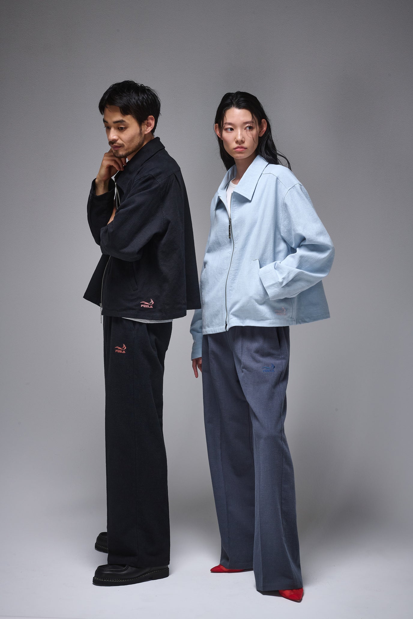LINEN SLACKS GRAY