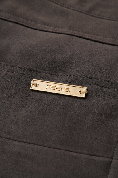 SUEDE TOUCH PANTS CHARCOAL GRAY