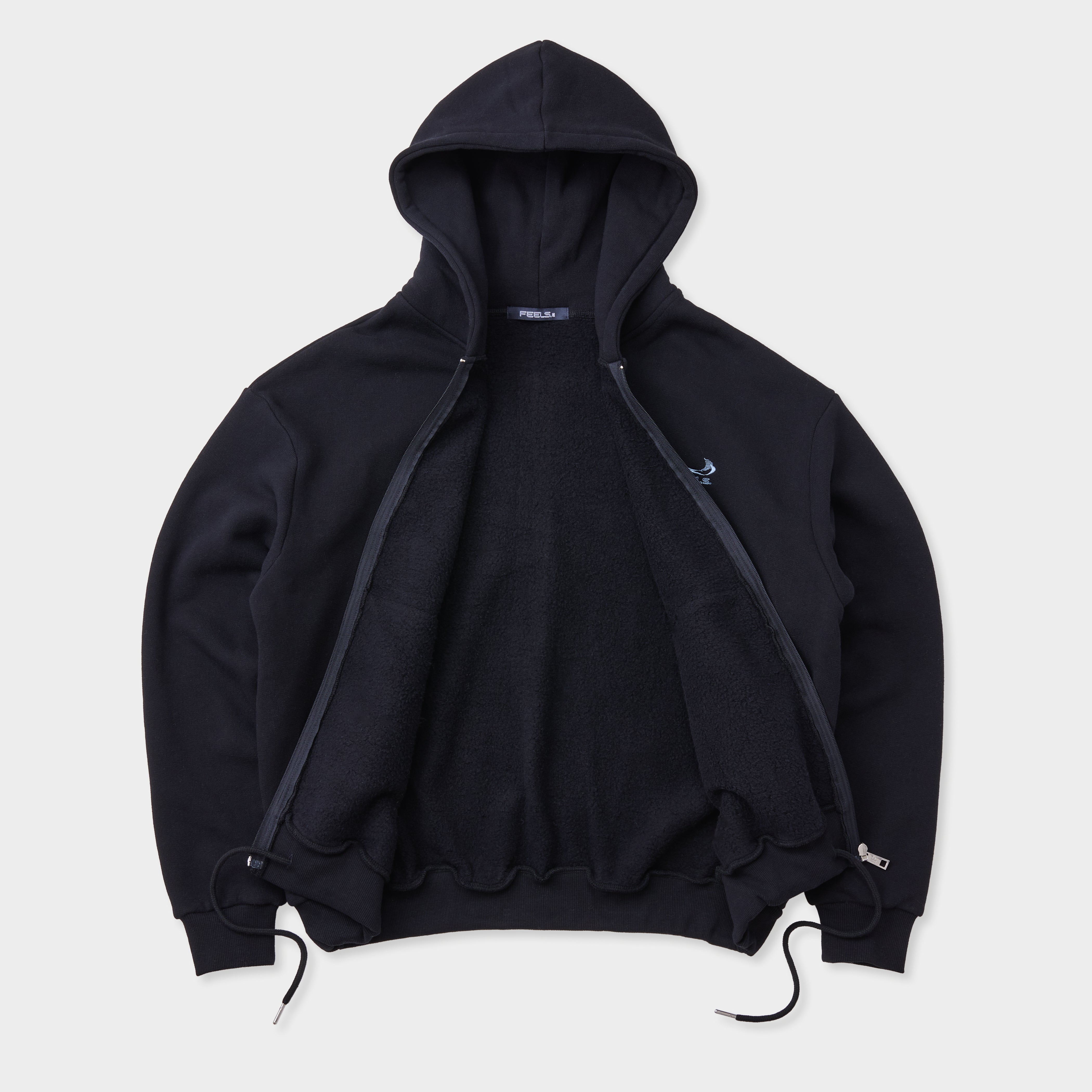 PREMIUM WEIGHT ZIP UP HOODIE BLACK – FEELS.