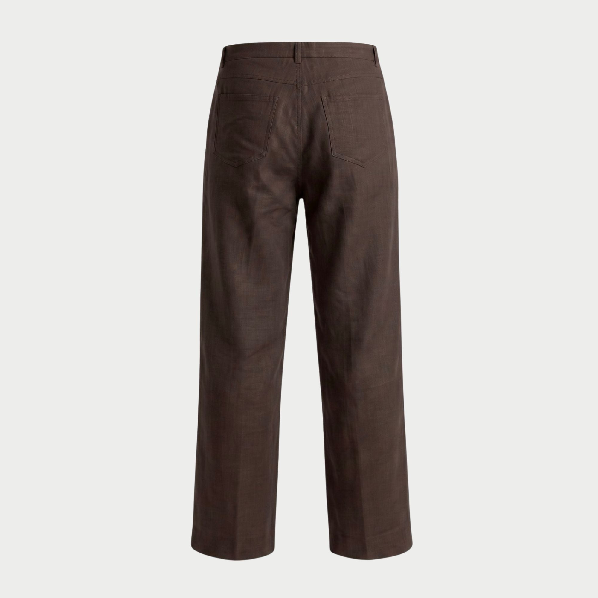 LINEN STRAIGHT SLACKS BROWN – FEELS.
