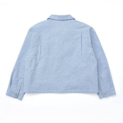LINEN ZIP UP BLOUSON LIGHT BLUE