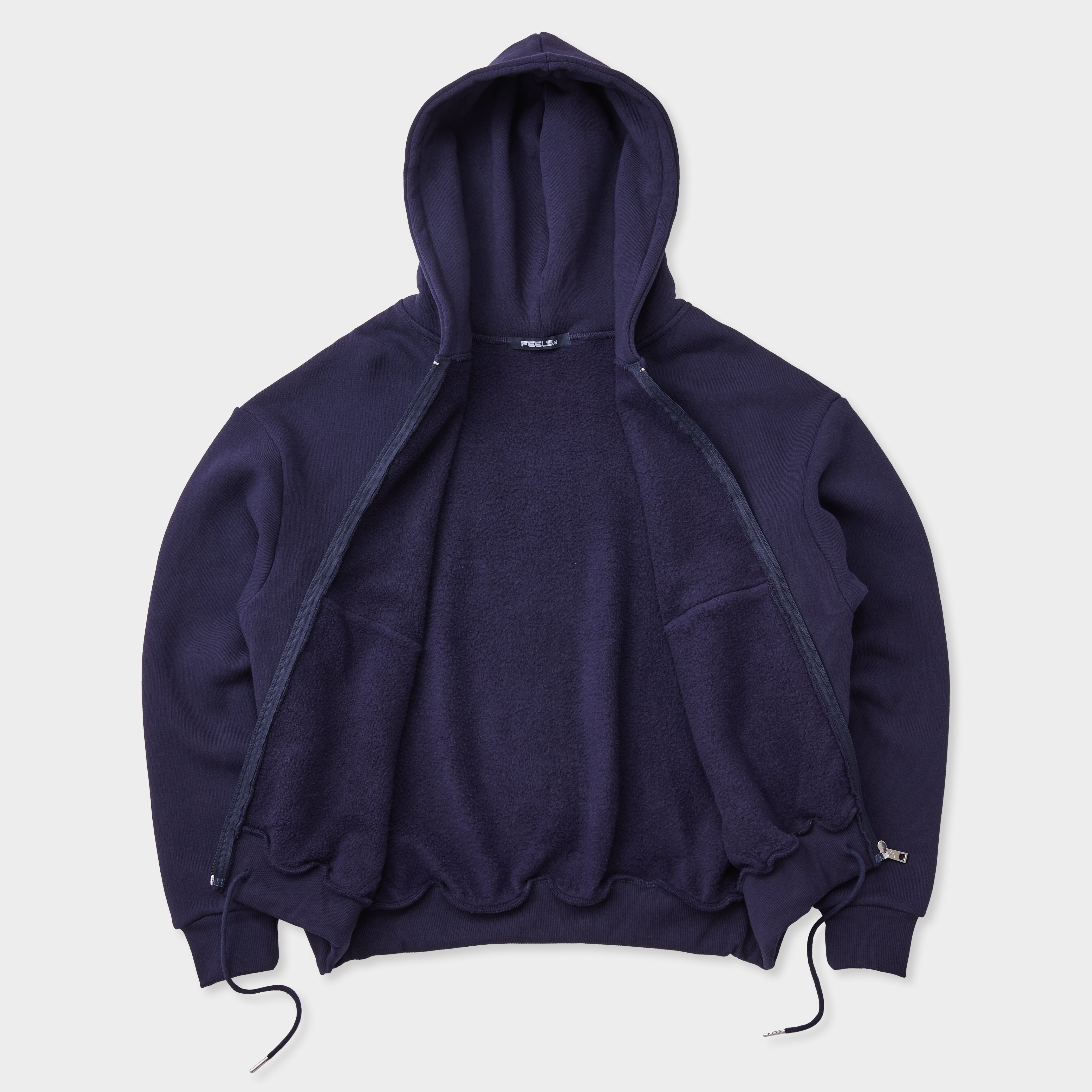 PREMIUM WEIGHT ZIP UP HOODIE NAVY – FEELS.