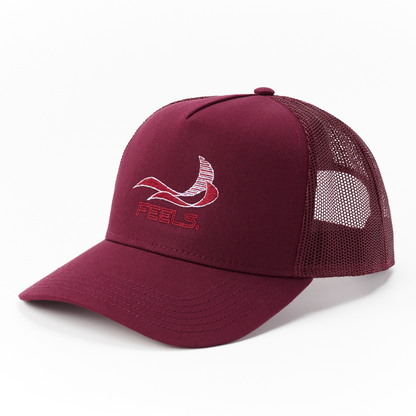 ORIGINAL MESH 5PANEL CAP WINE RED – FEELS. ORIGINAL MESH 5PANEL CAP WINE RED – FEELS.