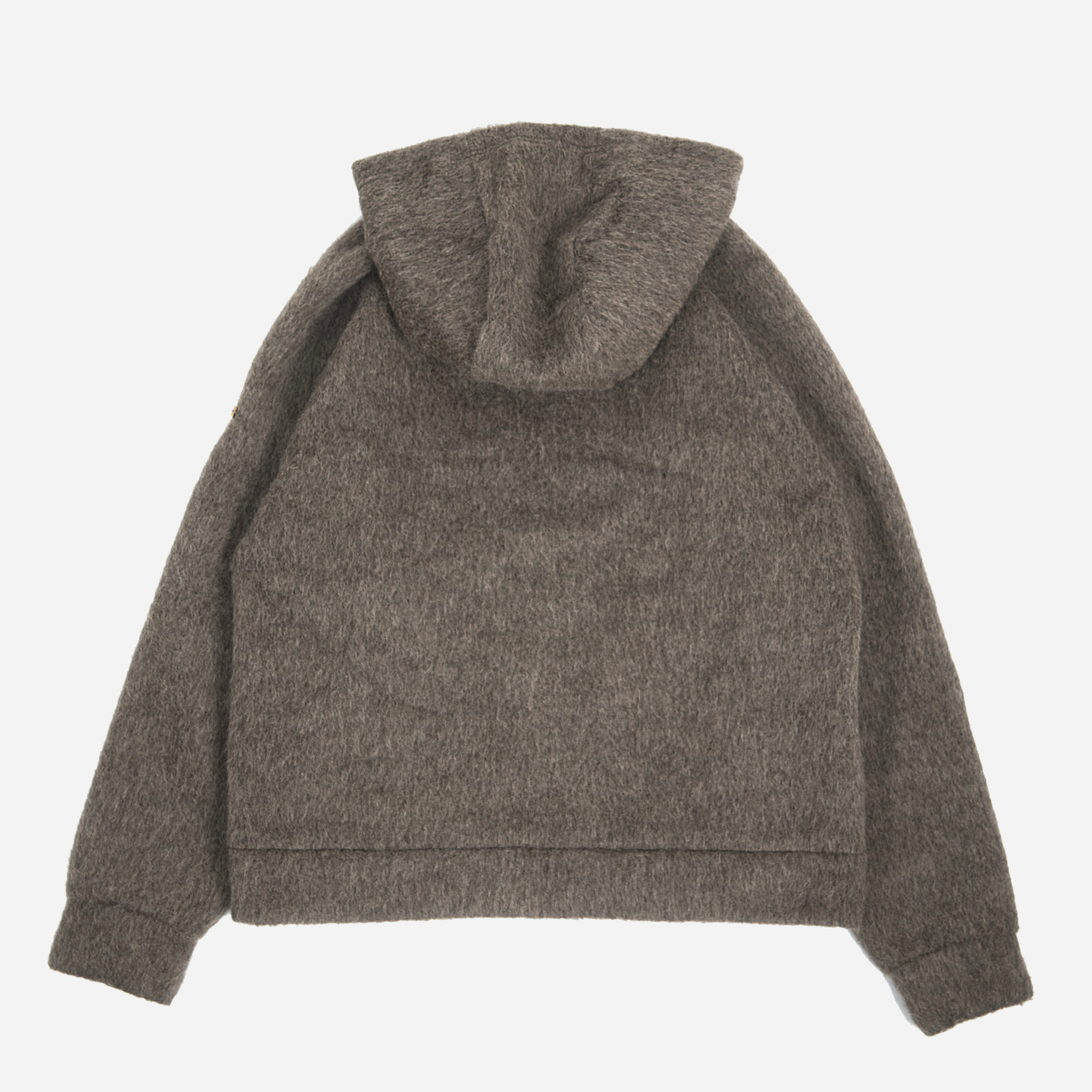ALPACA ZIP UP HOODIE BROWN