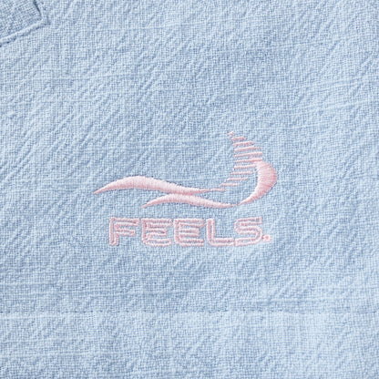 LINEN ZIP UP BLOUSON LIGHT BLUE