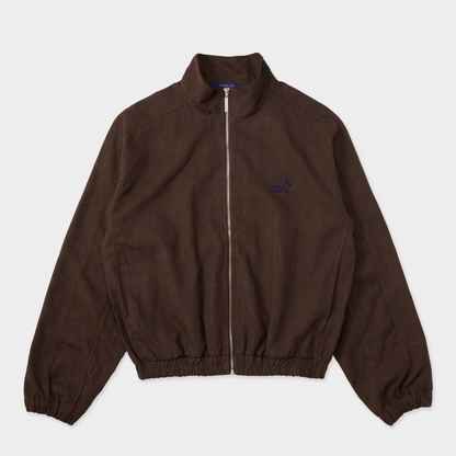 LINEN BLOUSON JACKET BROWN