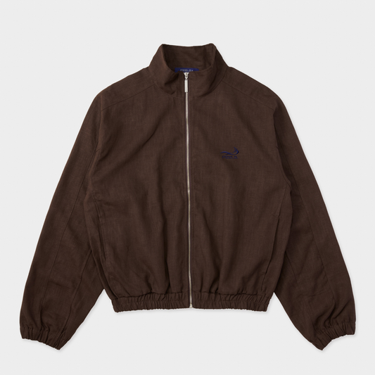 LINEN BLOUSON JACKET BROWN