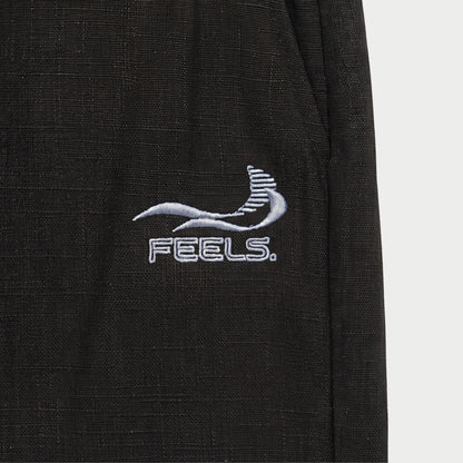 LINEN STRAIGHT SLACKS BLACK