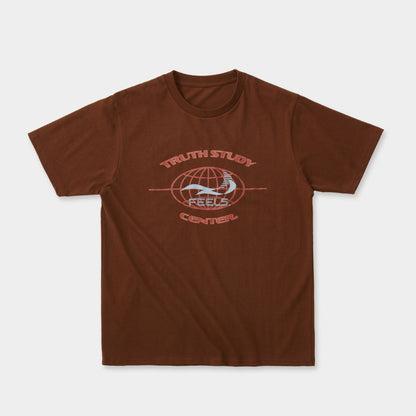 GLOBE LOGO PRINT T-SHIRT BROWN