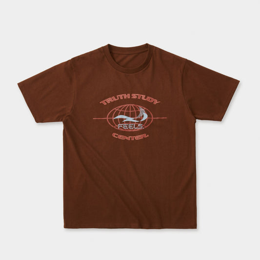 GLOBE LOGO PRINT T-SHIRT BROWN